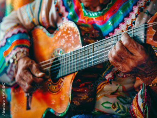 An Intimate Portrait ofGuitarist Playing Traditional Music photo
