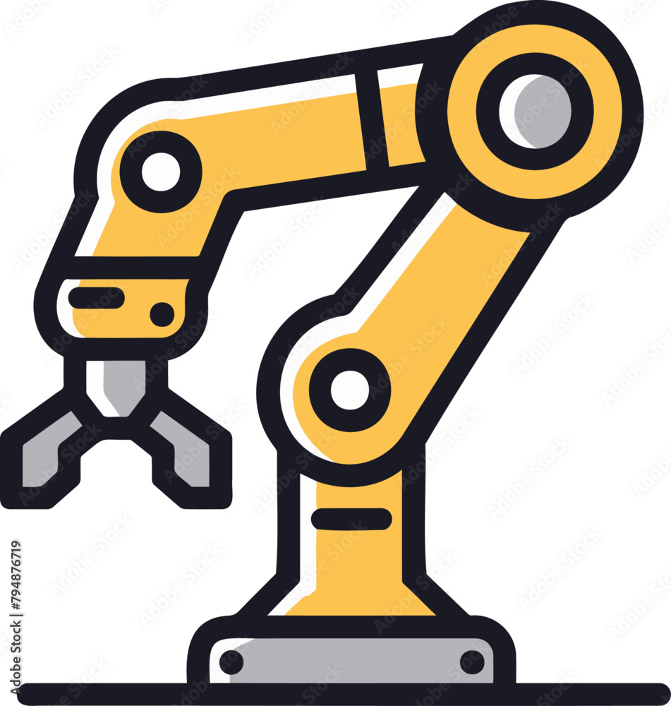 Industrial Robotic Arm Icon in Yellow and Gray
Industrial Robotic Arm Icon in Yellow and Gray