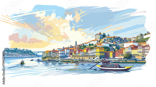Porto Portugal. Panoramic view of the Douro river
