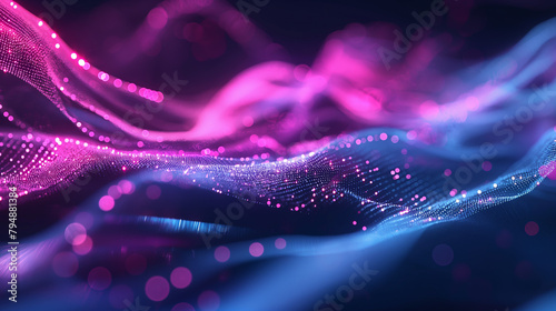 Dynamic waves of pink and blue lights creating a vibrant digital landscape, symbolizing technology and connectivity