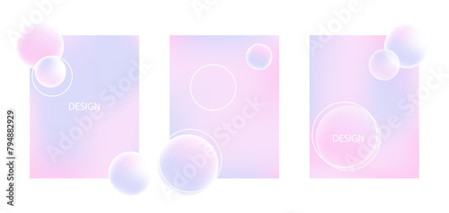 Posters template with pastel color gradient shapes and blur effects. Creative minimal sphere balls or bubble trendy colorful gradient design for cover brochure, flyer, poster, banner web