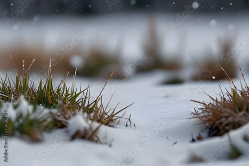 grass under snow background Generator AI 