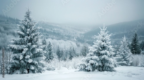Snow Accumulation in Snow Covered Mountains on a Snowy Day © 2rogan