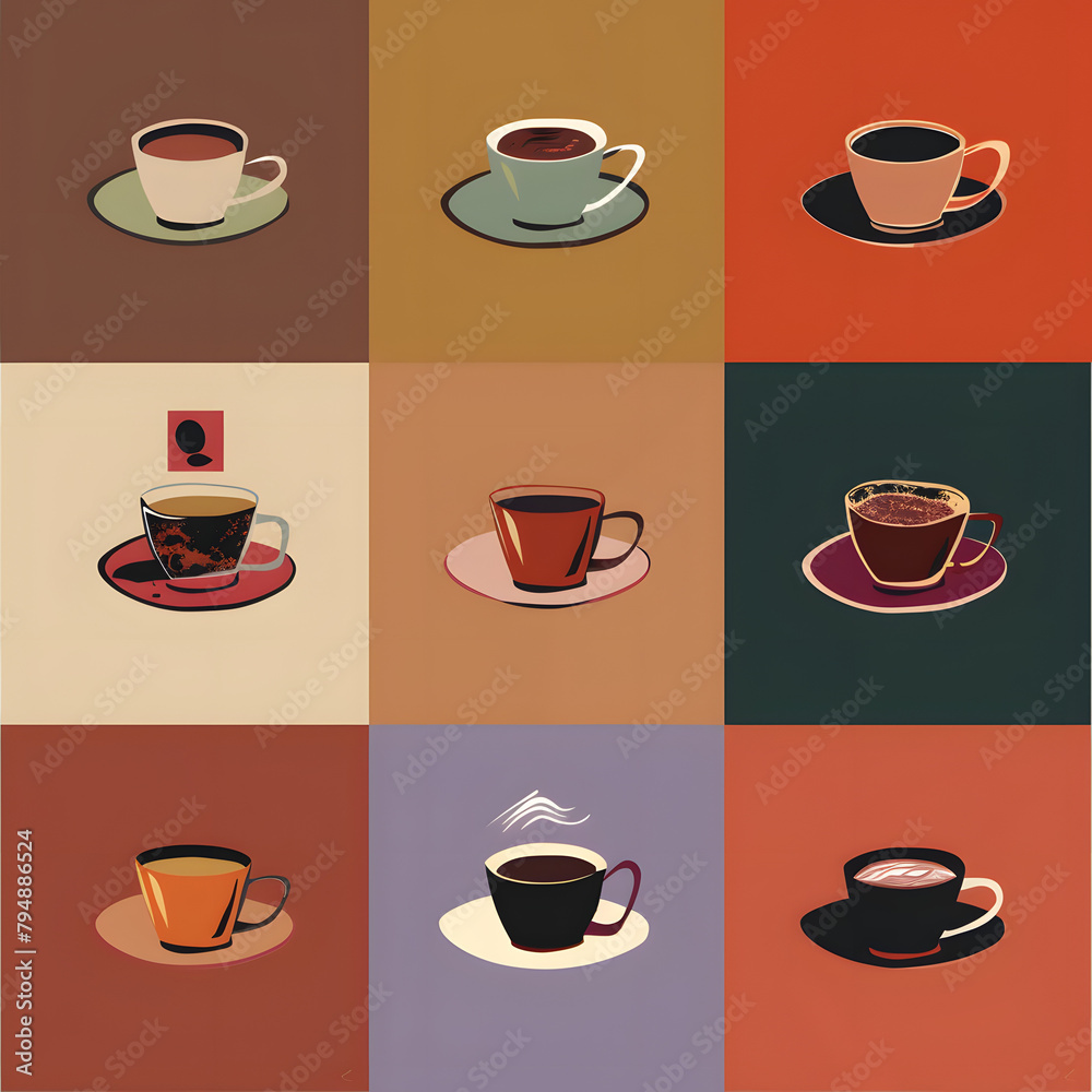 coffee cup icons set poster coffee cup icons set poster