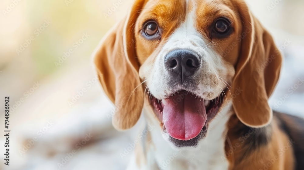   A tight shot of a dog's expression with its tongue extended