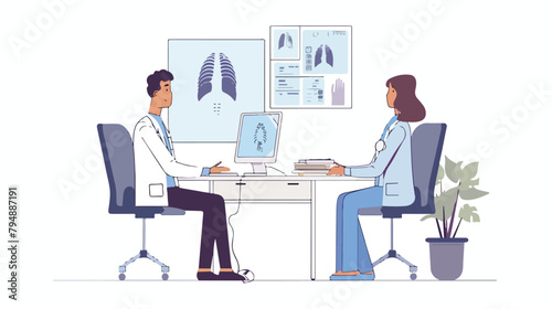 Radiologist explaining x ray results to a patient 