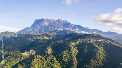 aerial view of Mount Kinabalu at Ranau Sabah.