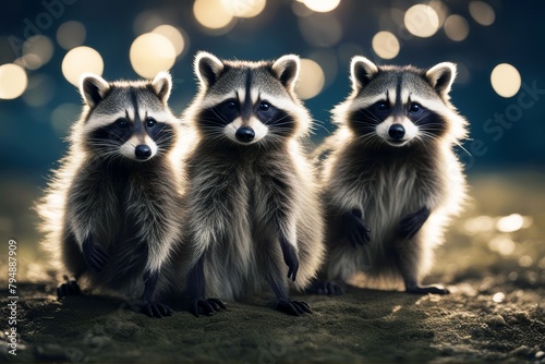 'three raccoons mammal raccoon outdoors kit baby juvenile young nature wild wildlife midwest conservation environment us trio creature cute beauty beautiful adorable curious tree hole fauna animal'