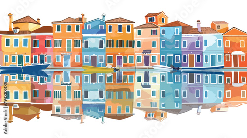 Colorful houses with reflections on the canal in Bura photo