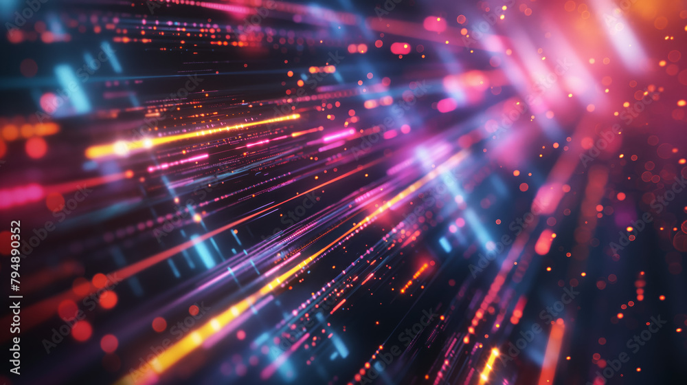 High-speed impression of data travel through a tunnel of light, representing connectivity and virtual reality High-speed impression of data travel through a tunnel of light, representing connectivity and virtual reality