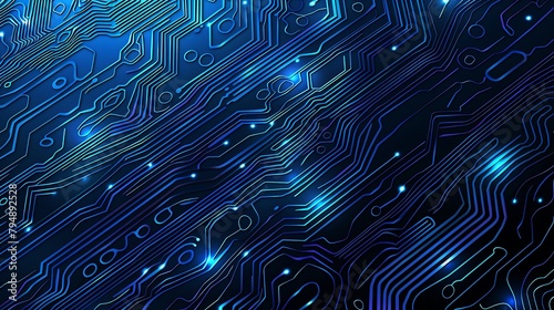 Modern technology circuit board texture background design. Waves flow. Quantum explosion technology. Quantum computer technologies concepts. Futuristic blue circuit board background. Generative Ai