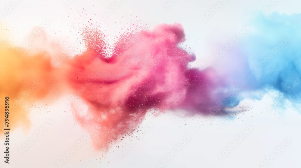 A dynamic expression of a heart-shaped burst of colored powder, representing love, passion, and the vibrancy of life