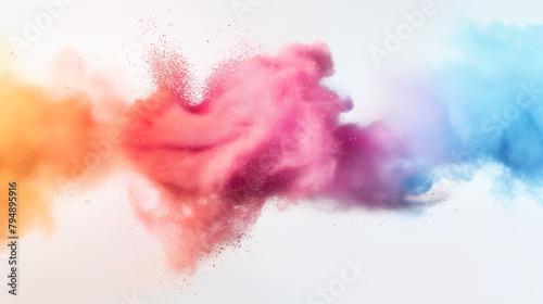A dynamic expression of a heart-shaped burst of colored powder, representing love, passion, and the vibrancy of life photo