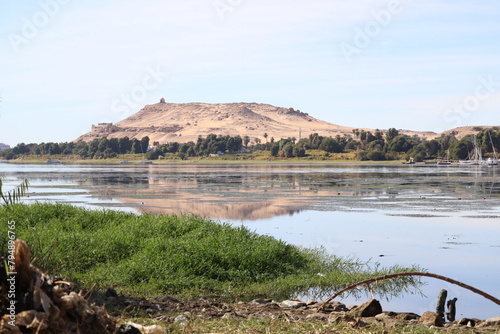 beautiful landscape of river nile and mountain