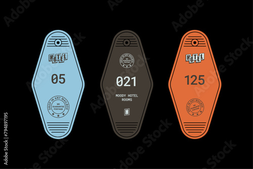 Moody Hotel Rooms Keychain Vector