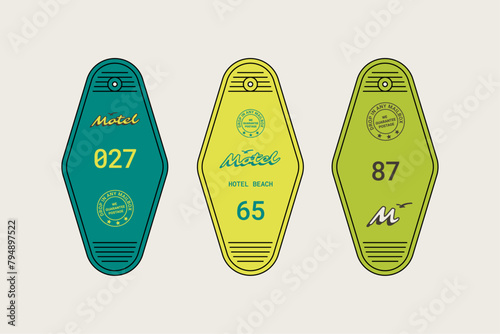 Motel Hotel Beach Keychain Vector