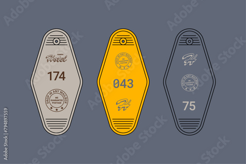 Retro Blue Cream Hotel Keychain Vector