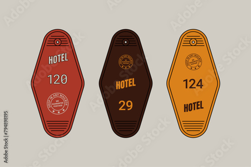 Retro Wavy Hotel Keychain Vector