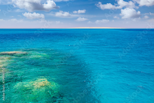 Turquoise water and coral reef in the Red Sea, Egypt. photo