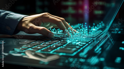 person typing on keyboard