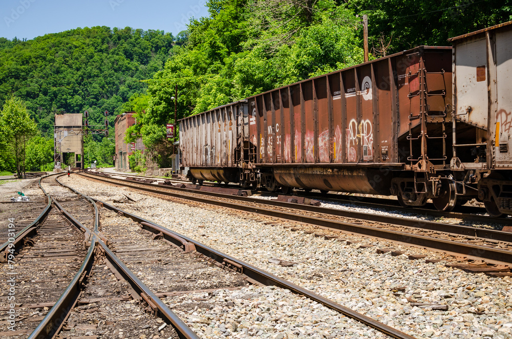 A Train Headed Through the Boomtown of Thurmond in Fayette County, West Virginia
