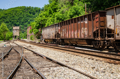 A Train Headed Through the Boomtown of Thurmond in Fayette County, West Virginia