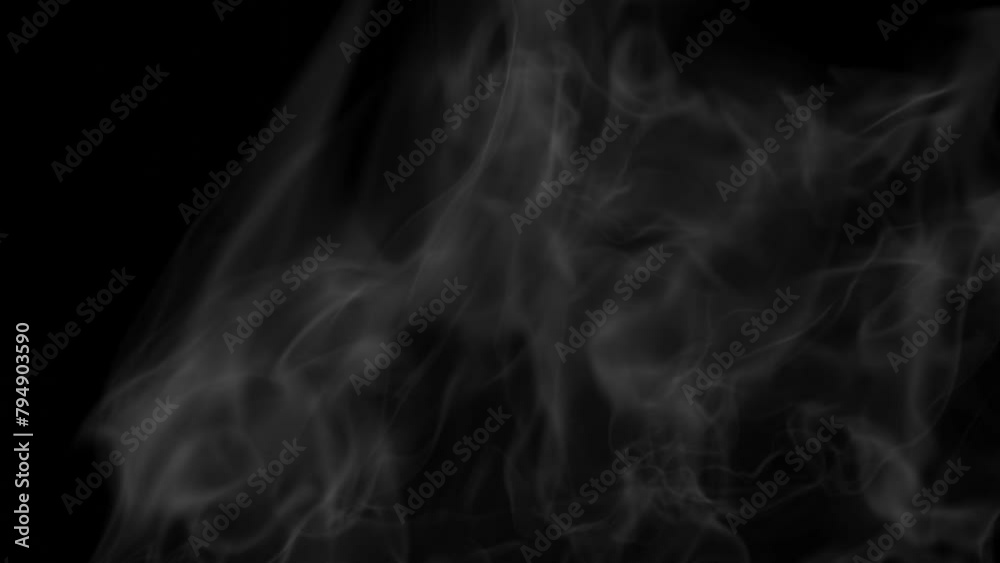 Rising smoke isolated on black background. 3d rendering animation Rising smoke isolated on black background. 3d rendering animation