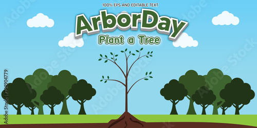 arbor day template banner illustration editable text