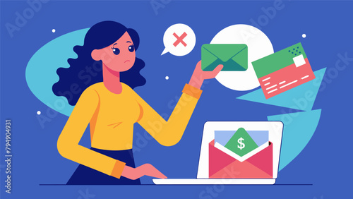 A woman receives an unexpected email claiming she has won a large sum of money but instead of responding she deletes it to avoid falling for a