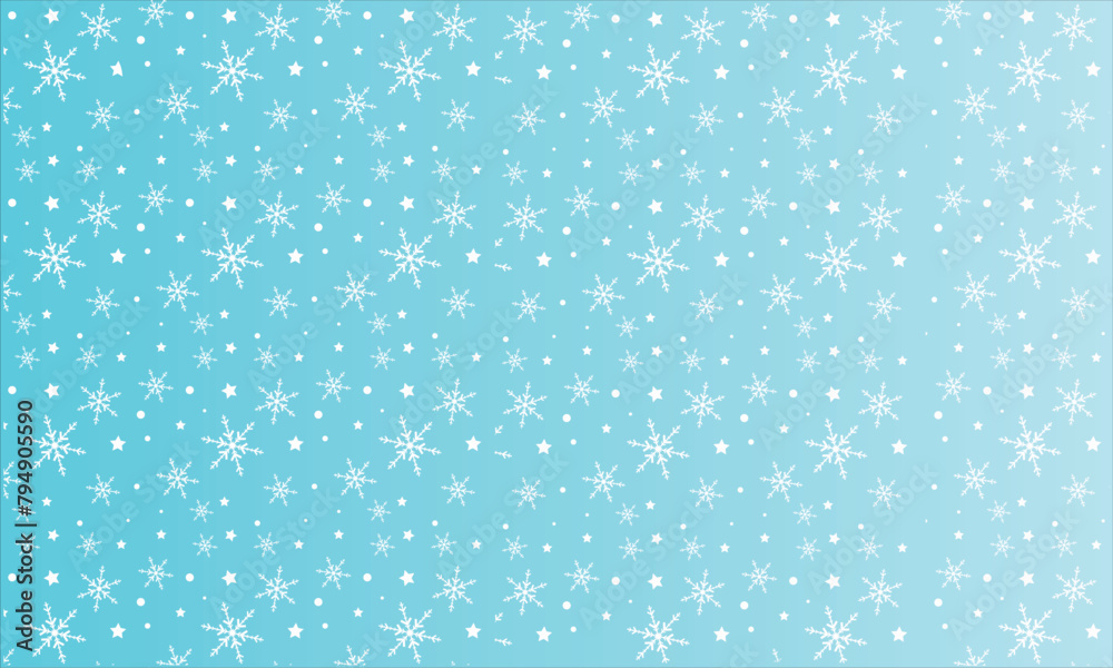 Snowflakes background pattern in blue color, Vector Christmas and New Year decoration background, Christmas snowflake background Free Vector, Blurred Winter Background with Snowflakes.