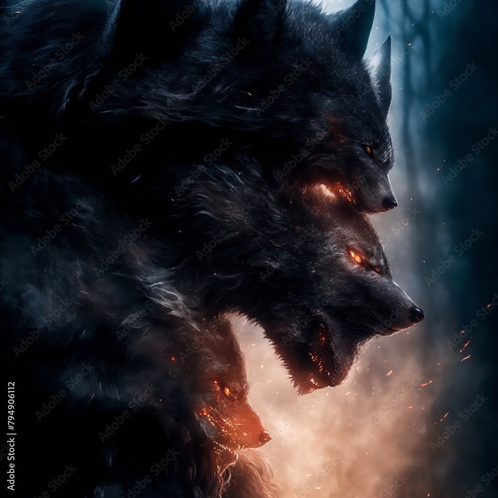 Obraz premium Wolf howling at night