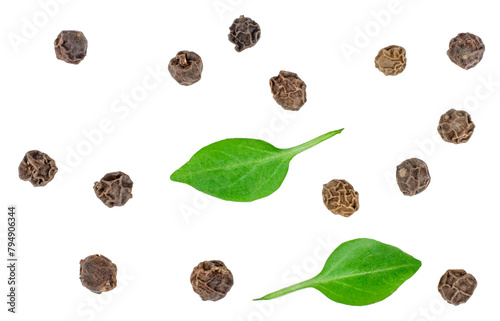 Black pepper peas isolated on a white background, top view