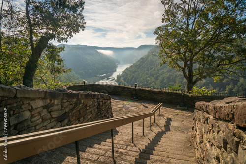 Overlook Platform at New River Gorge National Park and Preserve in southern West Virginia in the Appalachian Mountains