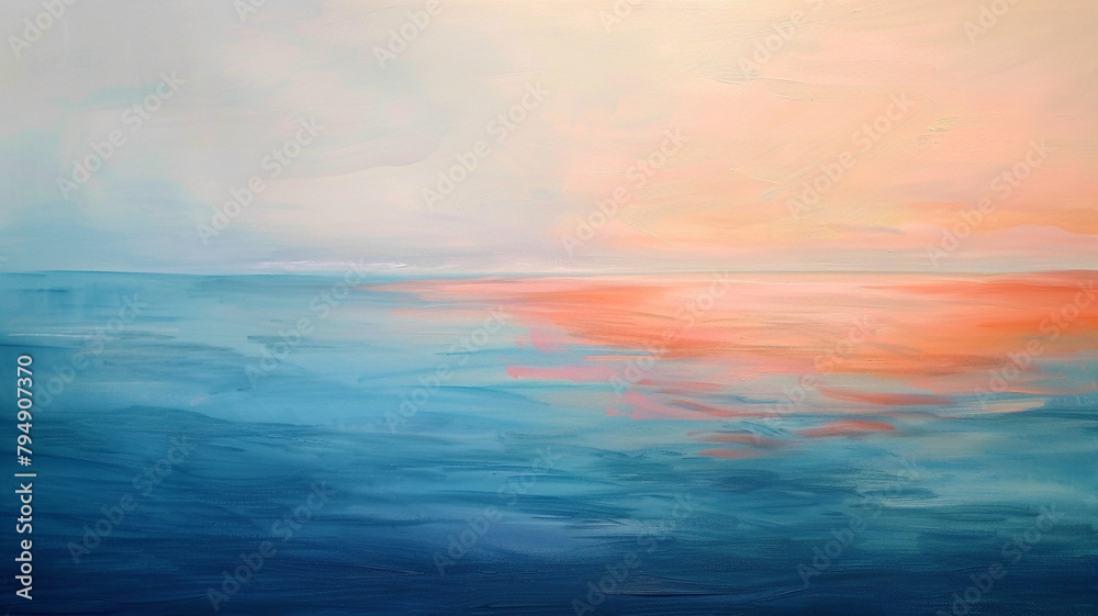 Tranquil waves of color wash over the canvas, their gentle movements imbuing the scene with a sense of calm and serenity.