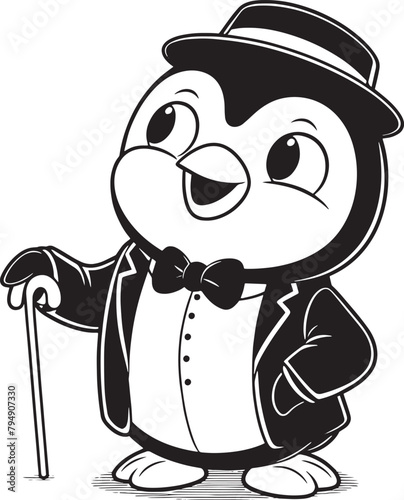 penguin with tuxedo vector