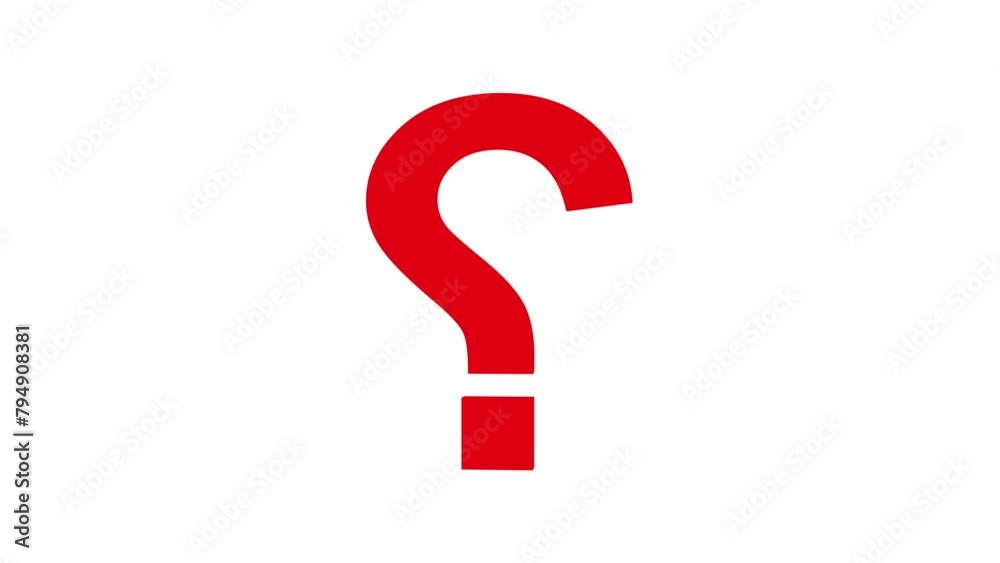 The red question mark rotates around its axis. Small question marks served from top to bottom The red question mark rotates around its axis. Small question marks served from top to bottom