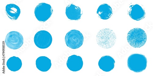 Sammlung von Pinsel Kreisen mit blauer Farbe