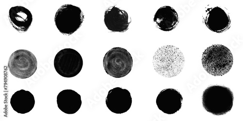 Sammlung von Pinsel Kreisen mit schwarzer Farbe