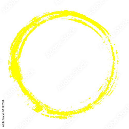 Unordentliche Pinselzeichnung: Gelber Kreis
