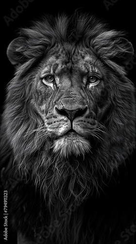 Black and white portrait of a lion king © Rajko