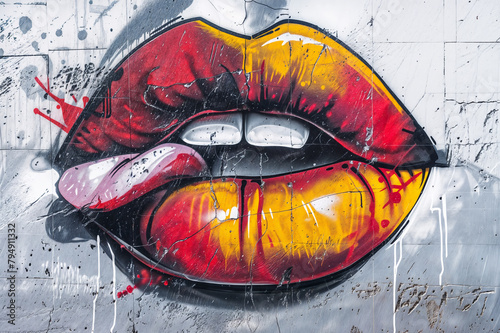 Wall art of lips on a wall © Rajko