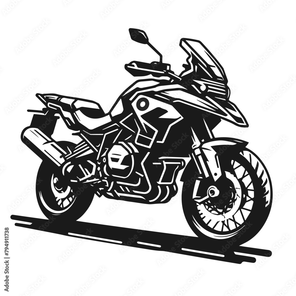 Highly detailed motorbike vector silhouette isolated on white background
