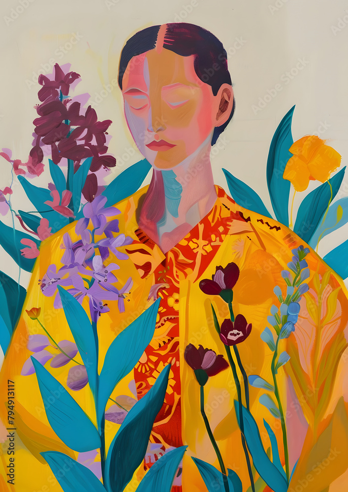 girl in the autumn flowers oil painting girl in the autumn flowers oil painting