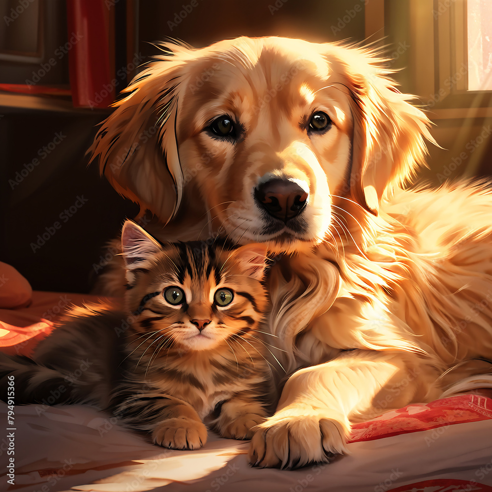 golden retriever puppy with kitten golden retriever puppy with kitten