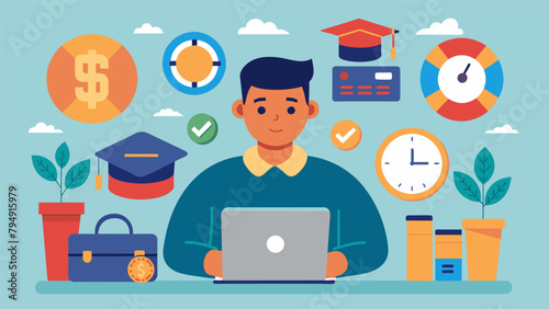 A college student working a parttime job to save money for an emergency fund learning the value of financial independence and planning for