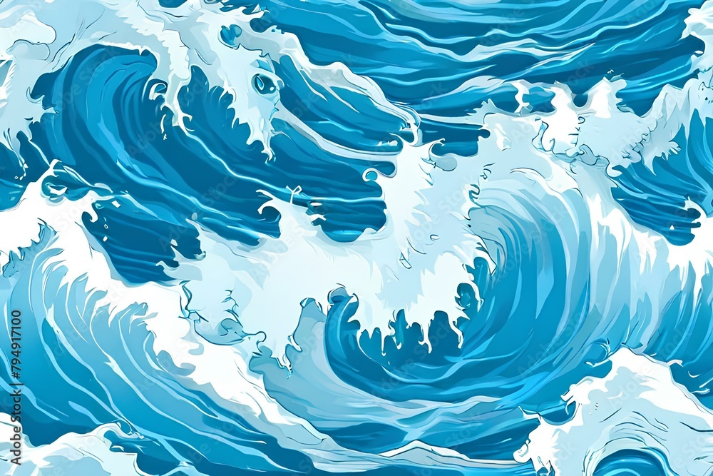 Seamless pattern background of beautiful blue ocean waves. Seamless pattern background of beautiful blue ocean waves.