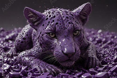 Leoparden Baby aus lila Farbe, 3D Rendering
