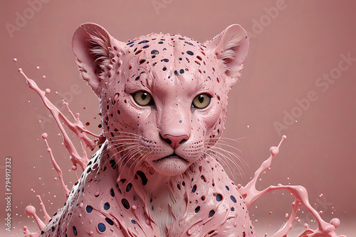 Close Up pinke Farben Leoparden Baby, 3D Rendering