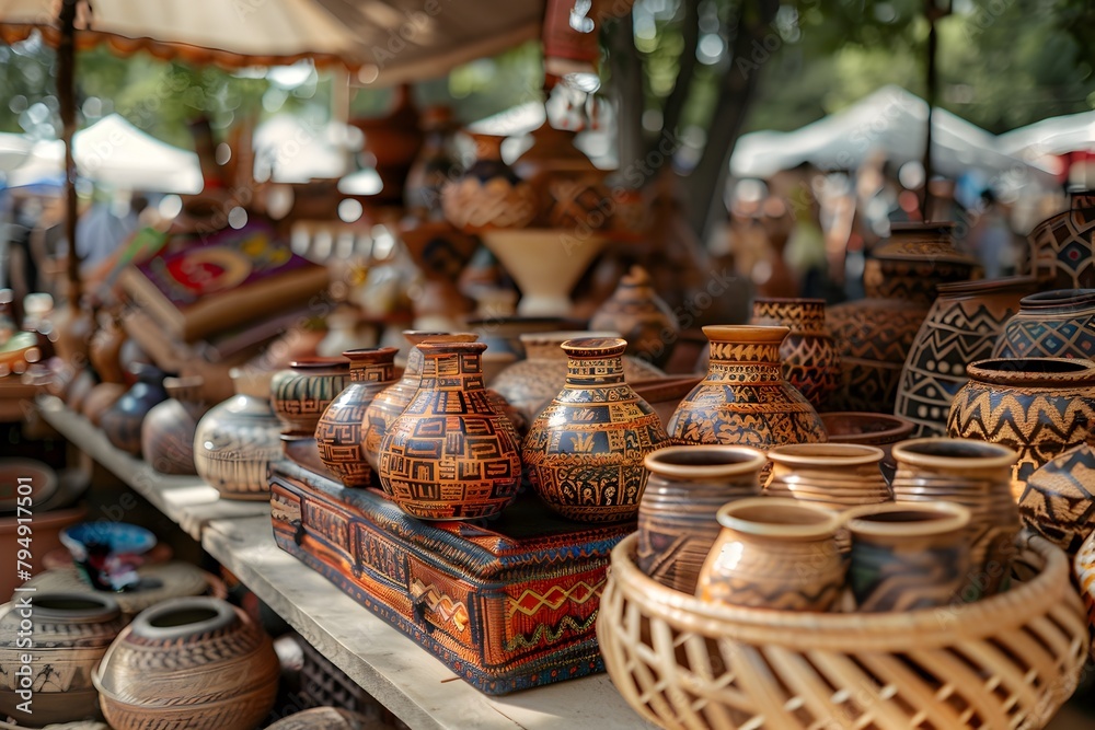 Captivating Handmade Crafts and Artworks on Display at a Vibrant Festival Marketplace Showcasing Artisanal Creativity and Cultural Heritage