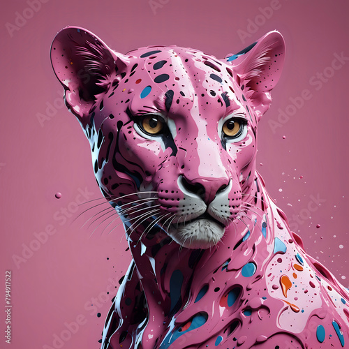 Pinker Farben Leopard, 3D Rendering